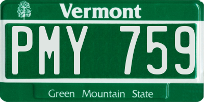 VT license plate PMY759