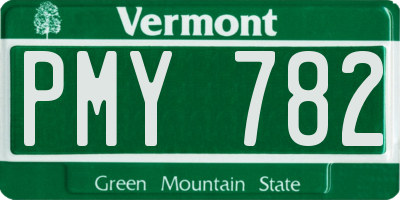 VT license plate PMY782