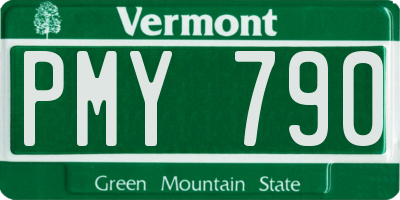 VT license plate PMY790