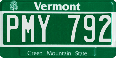VT license plate PMY792
