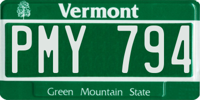 VT license plate PMY794