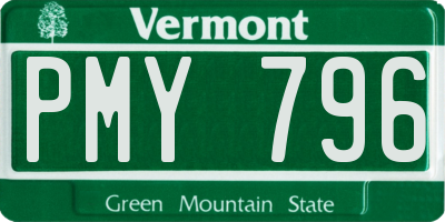 VT license plate PMY796