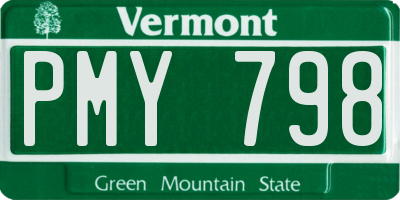 VT license plate PMY798