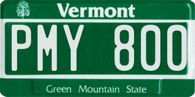 VT license plate PMY800