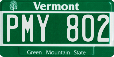 VT license plate PMY802