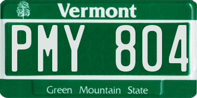 VT license plate PMY804