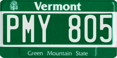 VT license plate PMY805