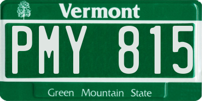 VT license plate PMY815