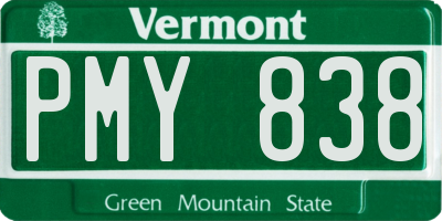 VT license plate PMY838