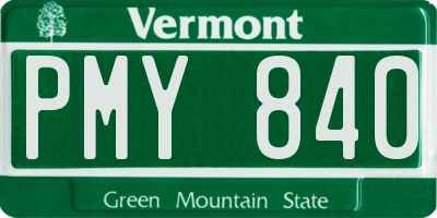 VT license plate PMY840