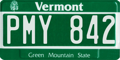 VT license plate PMY842