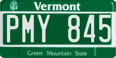 VT license plate PMY845