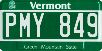 VT license plate PMY849