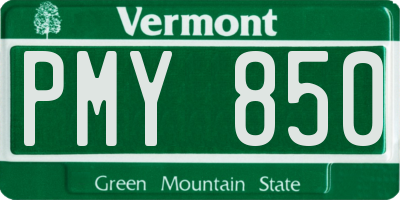 VT license plate PMY850