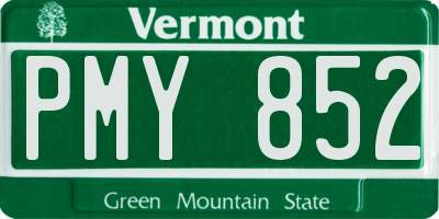 VT license plate PMY852