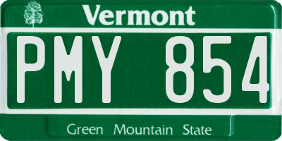 VT license plate PMY854