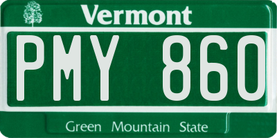 VT license plate PMY860