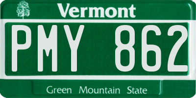 VT license plate PMY862