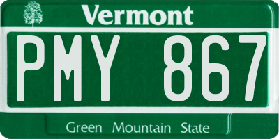 VT license plate PMY867