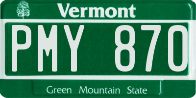 VT license plate PMY870