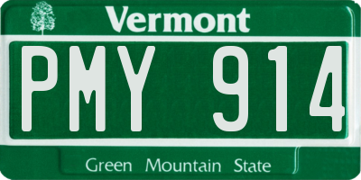 VT license plate PMY914