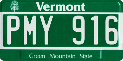 VT license plate PMY916
