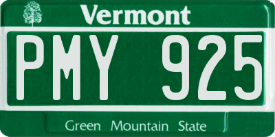 VT license plate PMY925