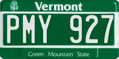 VT license plate PMY927