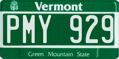 VT license plate PMY929