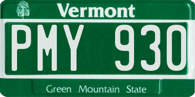 VT license plate PMY930