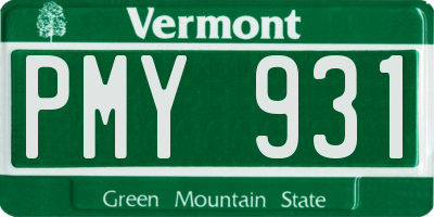 VT license plate PMY931