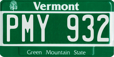 VT license plate PMY932