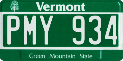 VT license plate PMY934