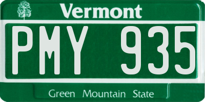 VT license plate PMY935
