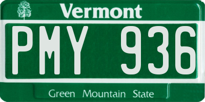 VT license plate PMY936