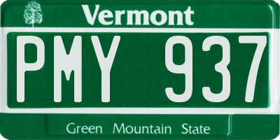 VT license plate PMY937