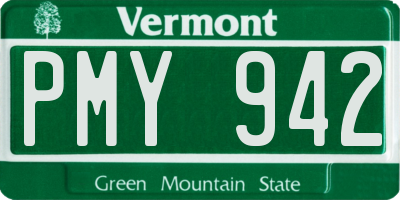 VT license plate PMY942