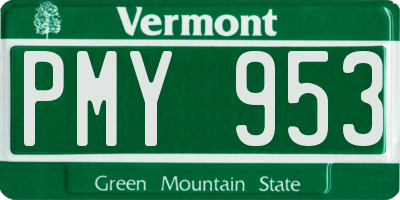 VT license plate PMY953