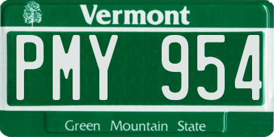 VT license plate PMY954