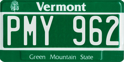 VT license plate PMY962