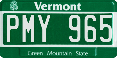 VT license plate PMY965