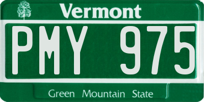 VT license plate PMY975