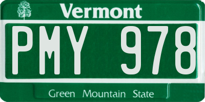 VT license plate PMY978