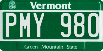VT license plate PMY980