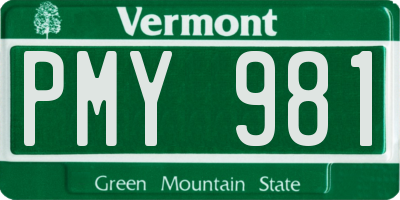 VT license plate PMY981