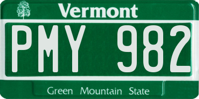 VT license plate PMY982