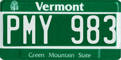 VT license plate PMY983