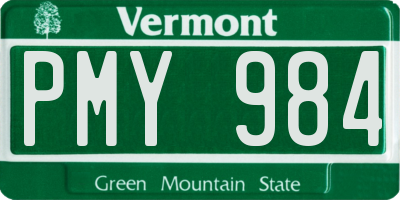 VT license plate PMY984