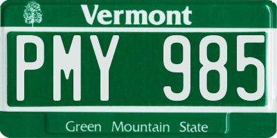 VT license plate PMY985