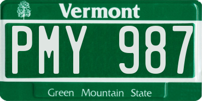 VT license plate PMY987